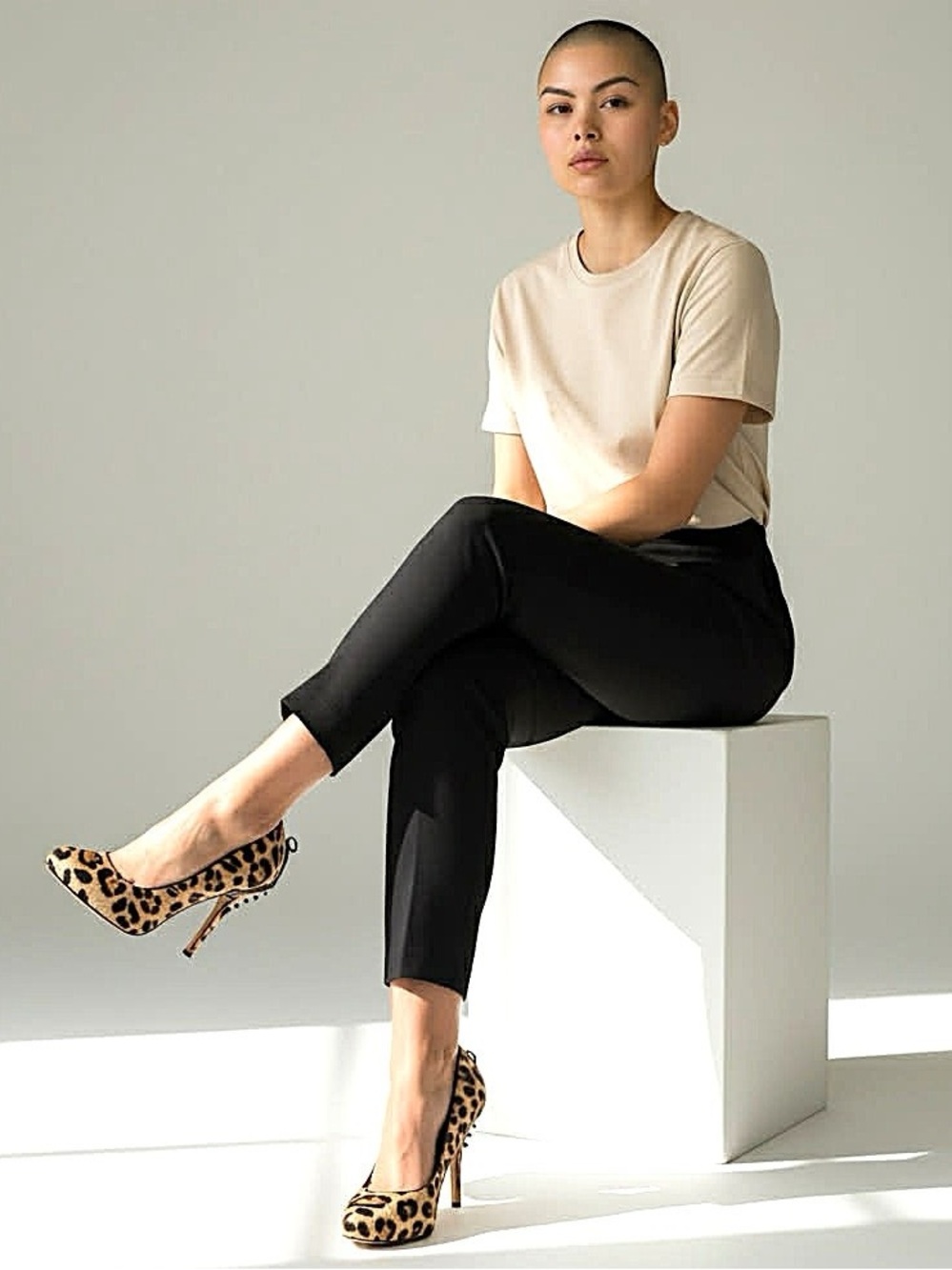 Sam Edelman Size 8.5 Evan Leopard Calf Hair Leather Spike & Stud Lace-Up Heels